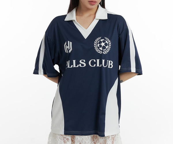 V-Neck Collar Football Jersey Shirt IF423 Acubi style LEWKIN