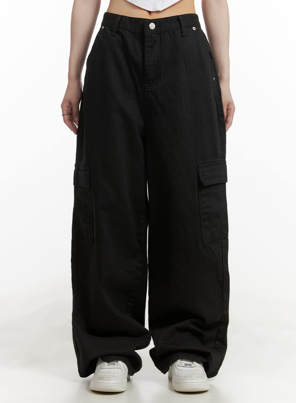 wide-fit-cargo-cotton-pants-cy407 / Black