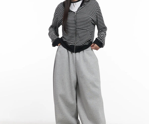 Striped Zip-Up Hoodie CU517 - Acubi style | LEWKIN