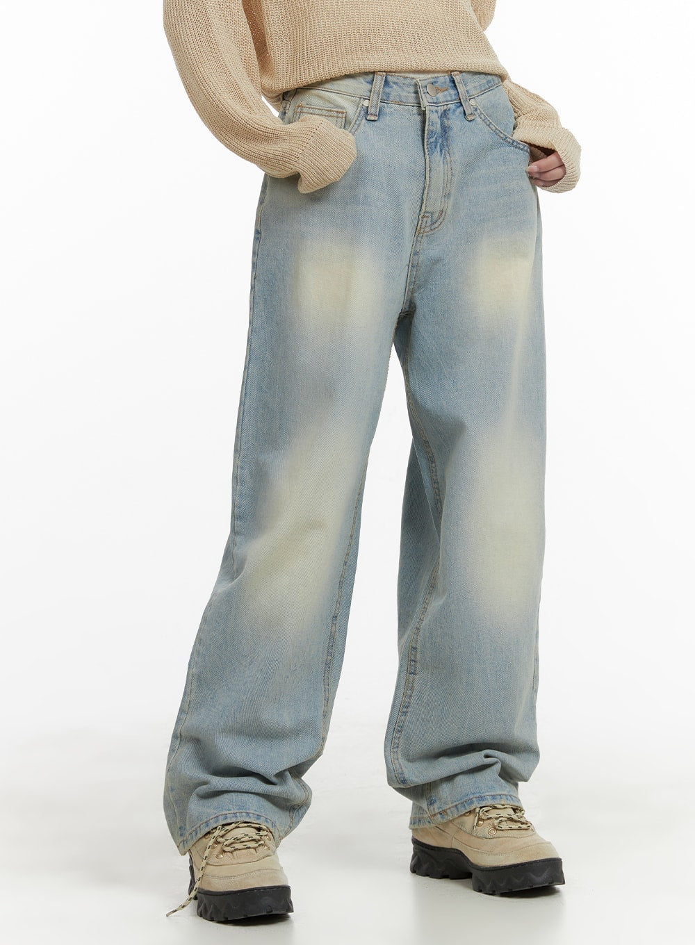 light-washed-wide-leg-jeans-ca403 / Blue