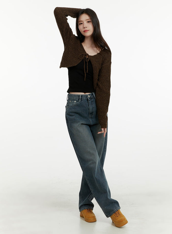 washed-straight-jeans-oa405 / Dark blue