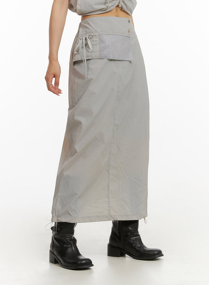 bowknot-windbreaker-maxi-skirt-cy407 / Light gray