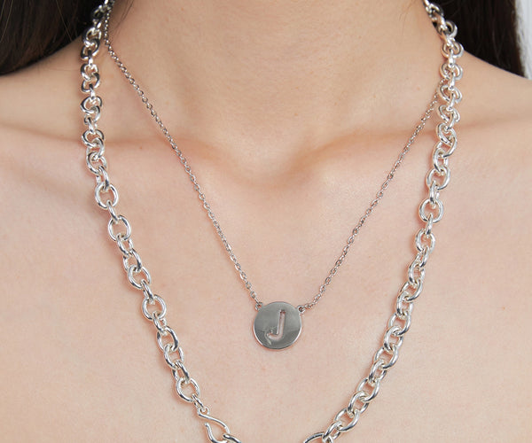 Alice Two-line Chain and L-pendant Necklace IU512 - Romantic style