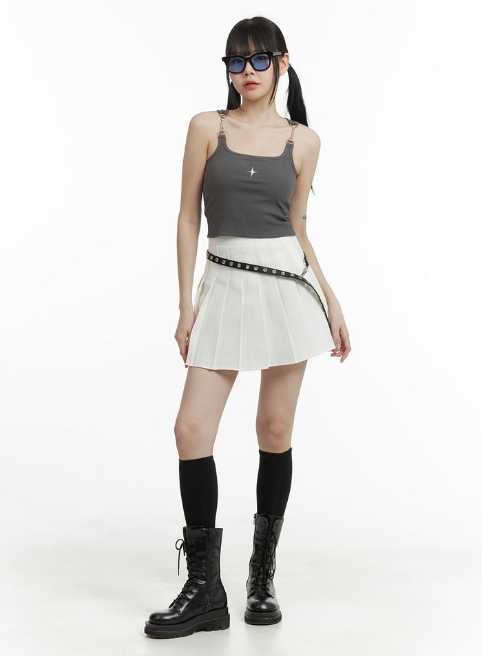 basic-cotton-pleated-mini-skirt-om426 / White