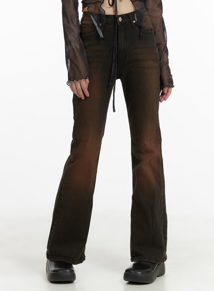 color-washed-slim-fit-bootcut-jeans-ca419 / Black