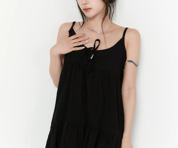 Ribbon Tiered Mini Dress CY515 - Romantic style | LEWKIN