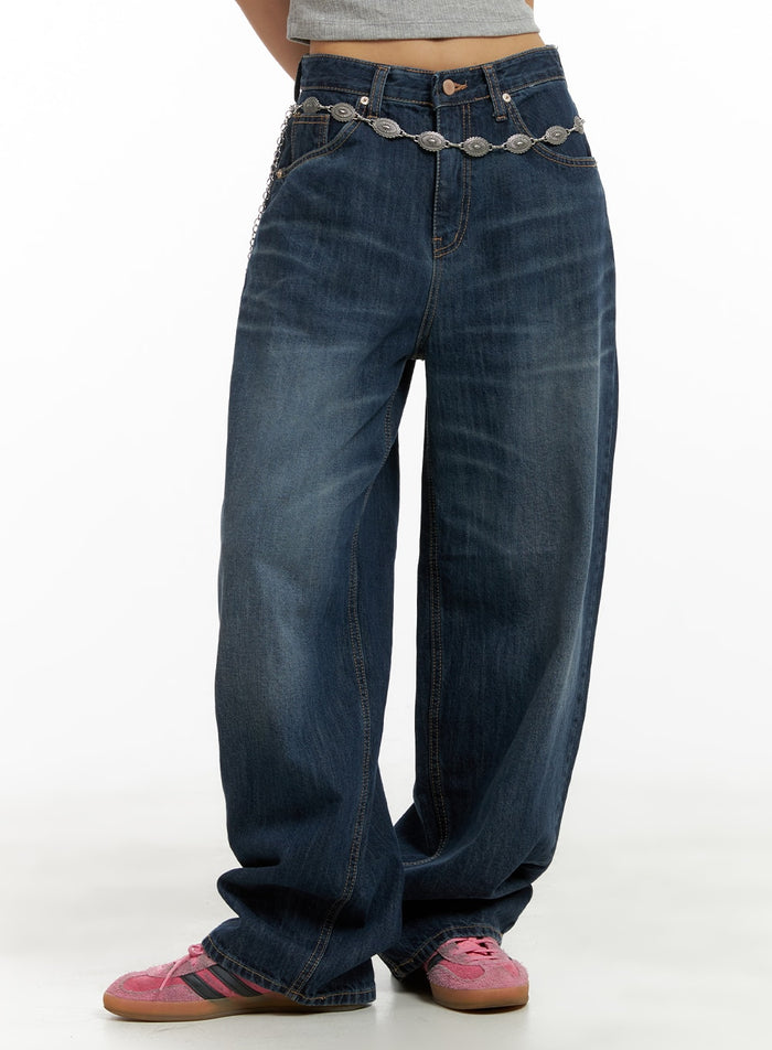 washed-denim-baggy-jeans-ca423 / Blue
