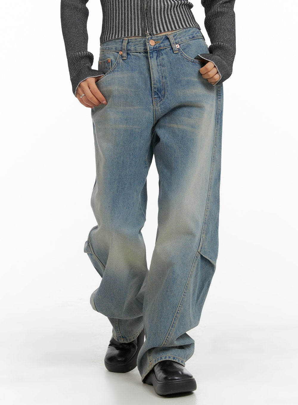 washed-baggy-jeans-ca404 / Light blue