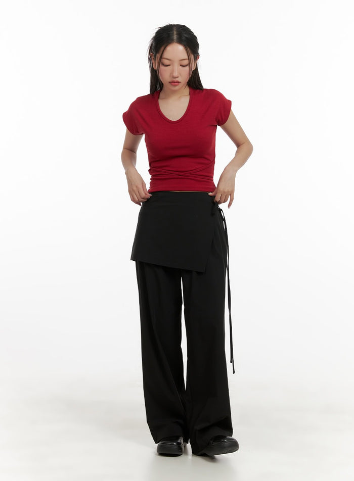 cotton-wrap-skirt-wide-pants-cy403