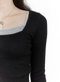 asymmetrical-neck-solid-button-long-sleeve-top-ca402