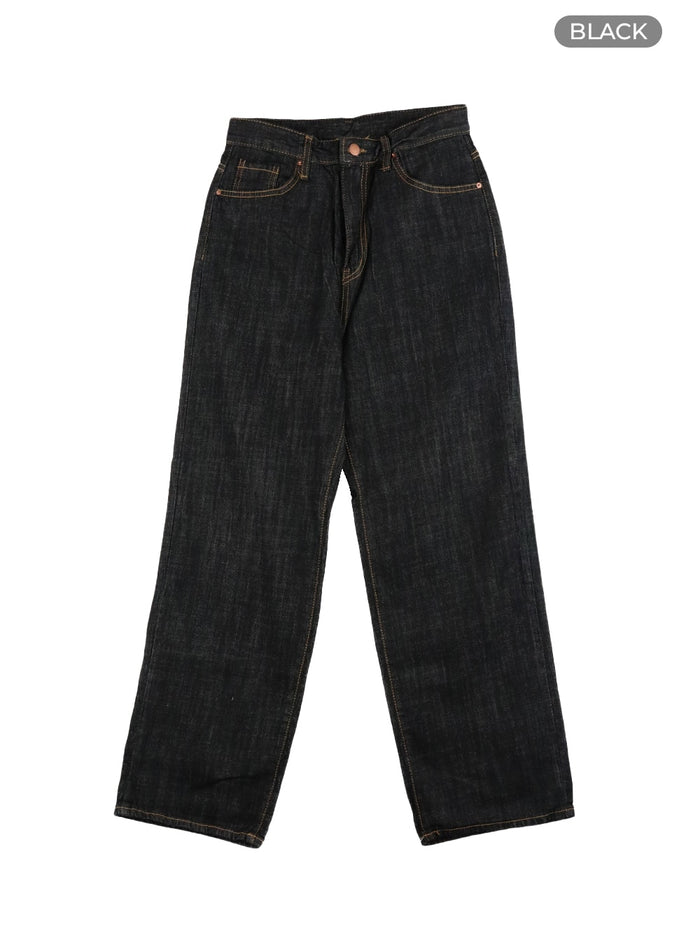 classic-cotton-straight-jeans-oa405 / Black