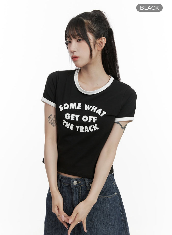 graphic-lettering-crop-tee-cy407 / Black