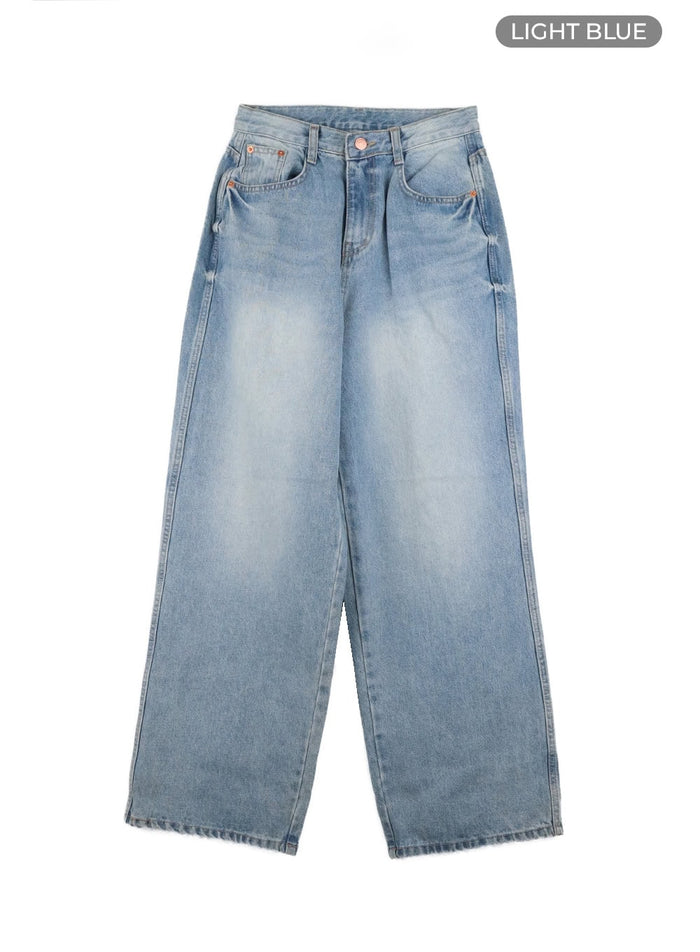 low-rise-washed-baggy-jeans-cy407 / Light blue
