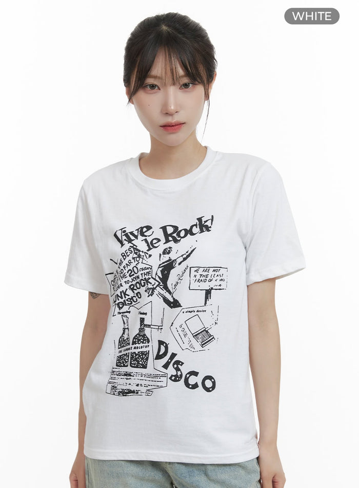 loose-fit-graphic-lettering-t-shirt-oa426 / White
