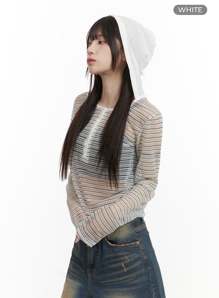 mesh-striped-long-sleeve-cy407 / White