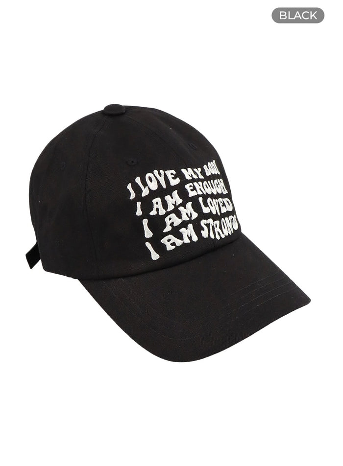 lettering-embroidered-cap-ca423 / Black