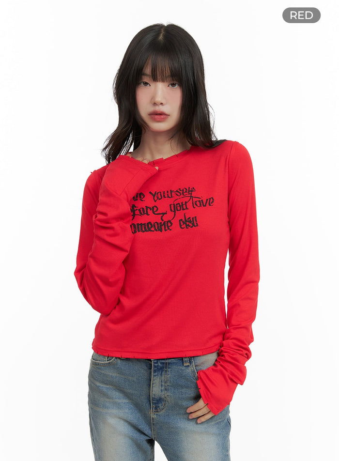 graphic-long-sleeve-tee-ca419 / Red