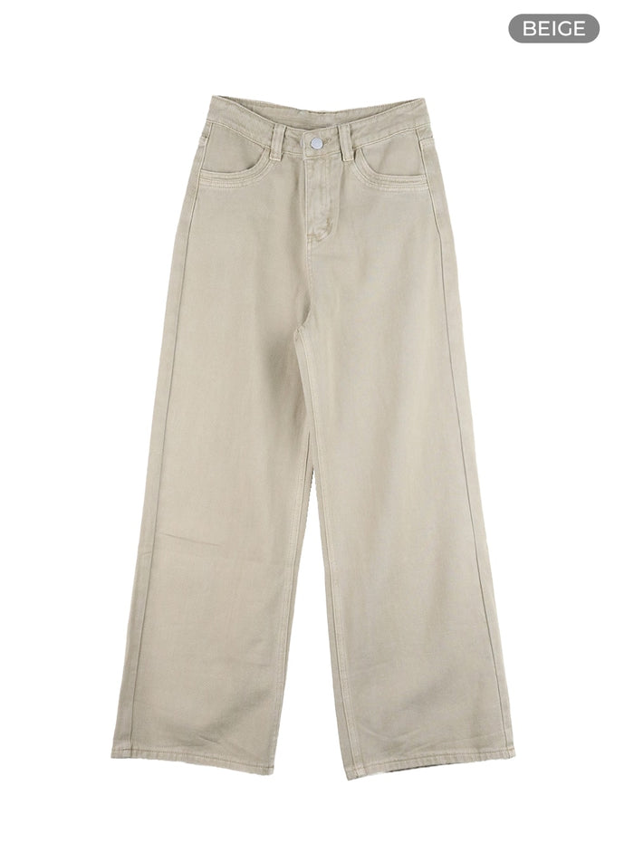 cotton-solid-wide-leg-pants-oa405 / Beige