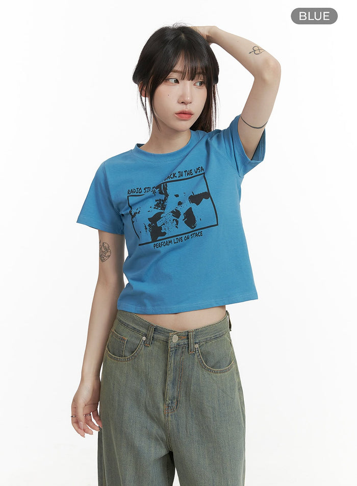 graphic-crop-tee-cy407 / blue