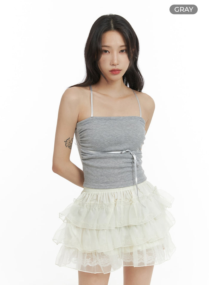 solid-bow-tie-tube-top-cm427 / Gray