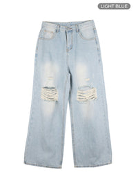 destroyed-vintage-baggy-straight-jeans-om426 / Light blue