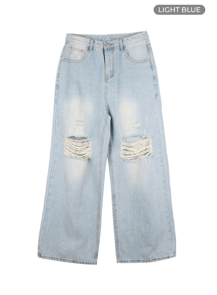 destroyed-vintage-baggy-straight-jeans-om426 / Light blue