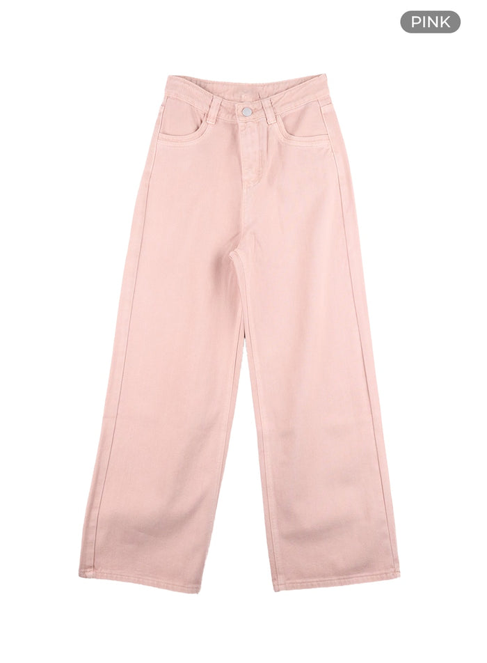 cotton-solid-wide-leg-pants-oa405 / Pink