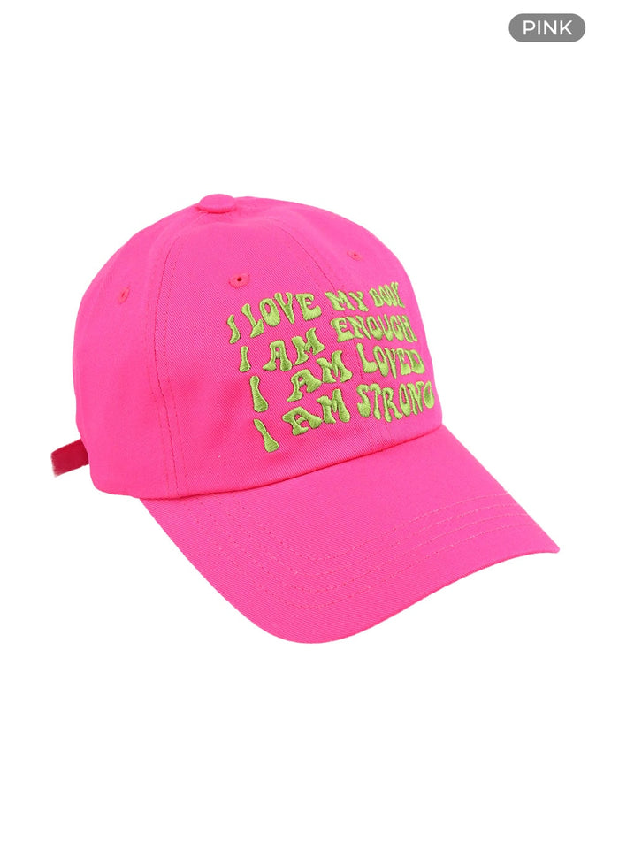 lettering-embroidered-cap-ca423 / Pink