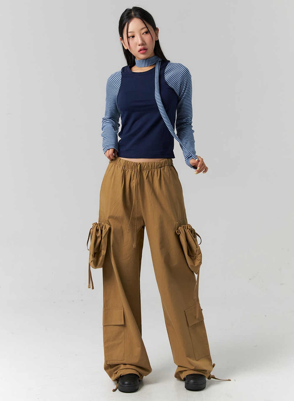 Wide Fit Cargo Pants CS320 - Korean Women's Fashion | LEWKIN