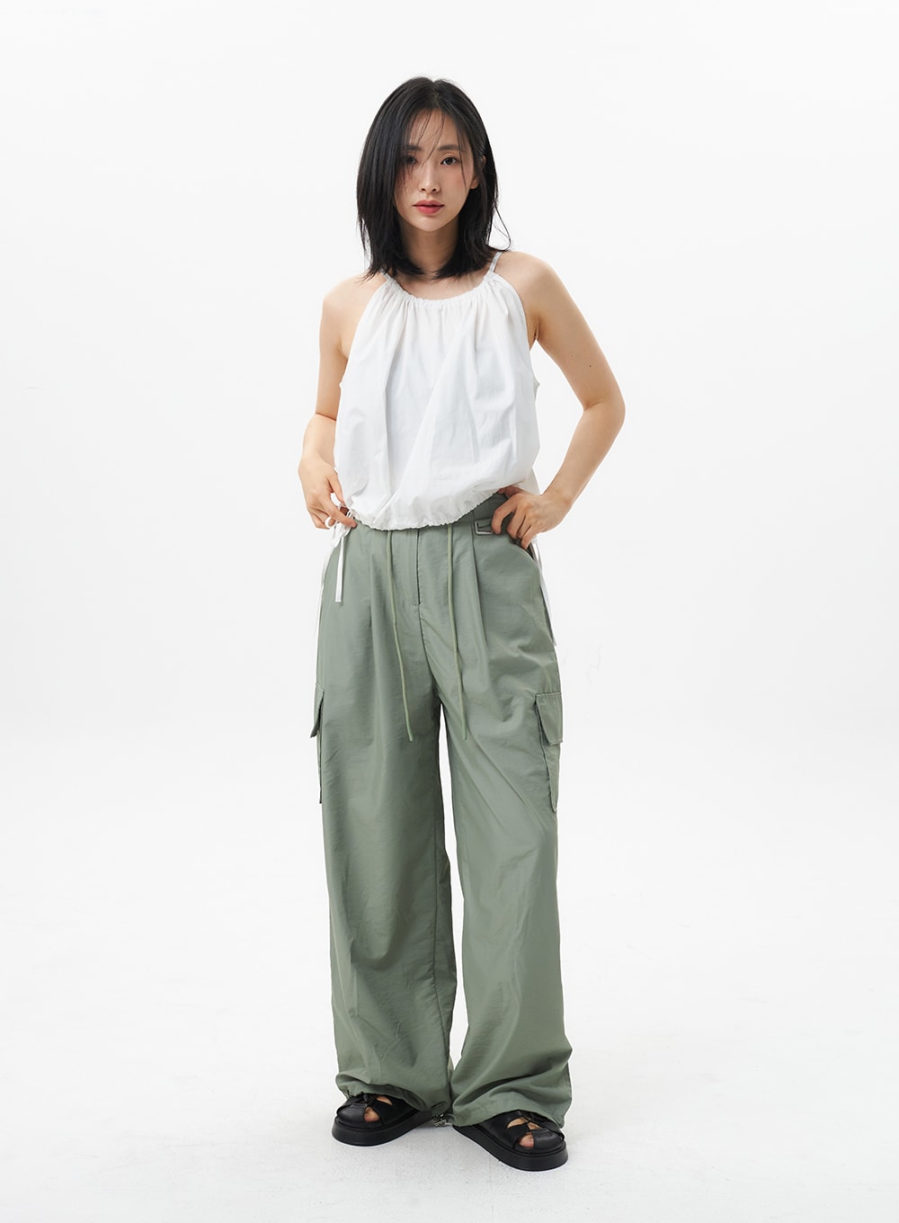 Y2K Acubi Womens Black Gray Cargo Pants – The Kawaii Factory