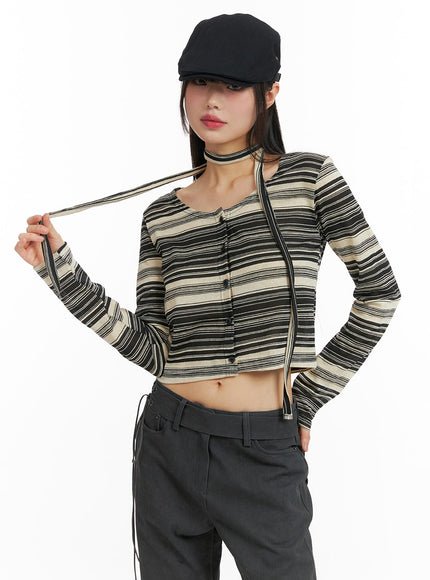 striped-button-cardigan-with-scarf-cf423