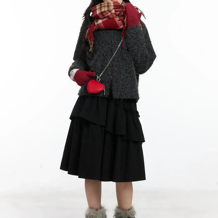 layered-ruffle-flare-midi-skirt-cd502