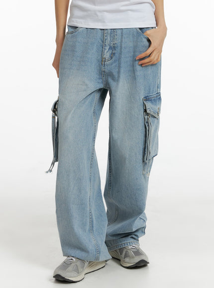 denim-pocket-cargo-wide-leg-jeans-cm407