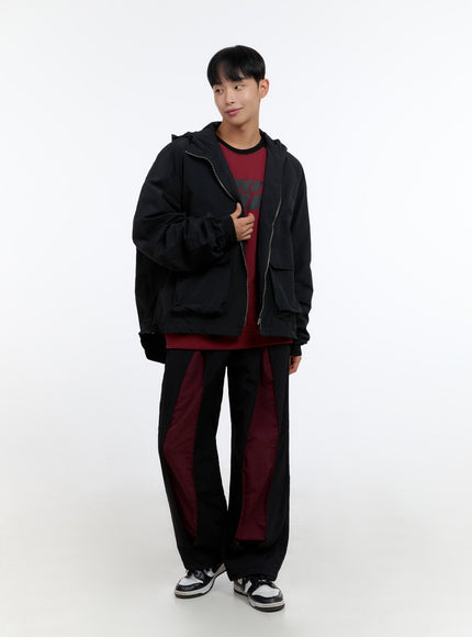 mens-banded-mixed-color-nylon-wide-pants-is413