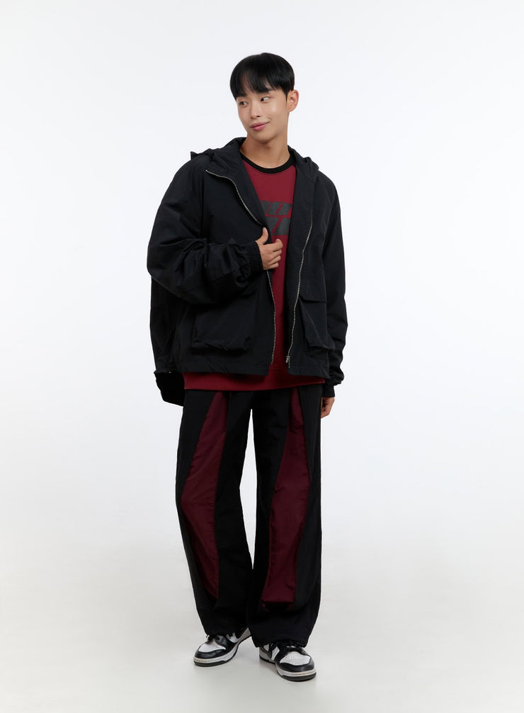 mens-banded-mixed-color-nylon-wide-pants-is413