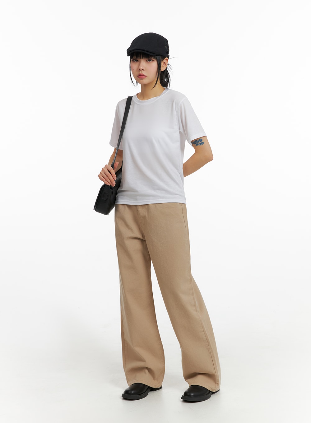 Solid Straight Leg Trousers