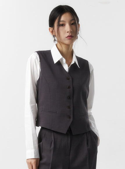 Formal Button Vest IS315 - Korean Women's Fashion Formal Button Vest IS315 - Korean Women's Fashion