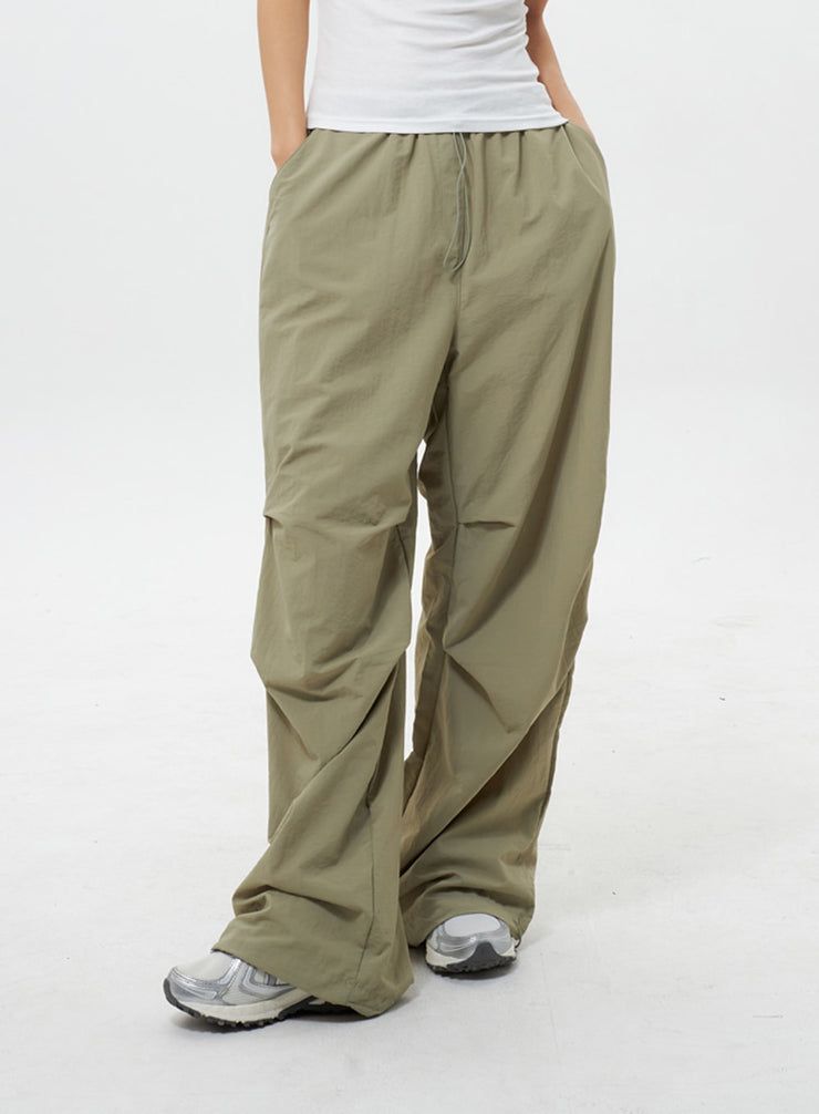 Nylon Wide Track Pants IY311