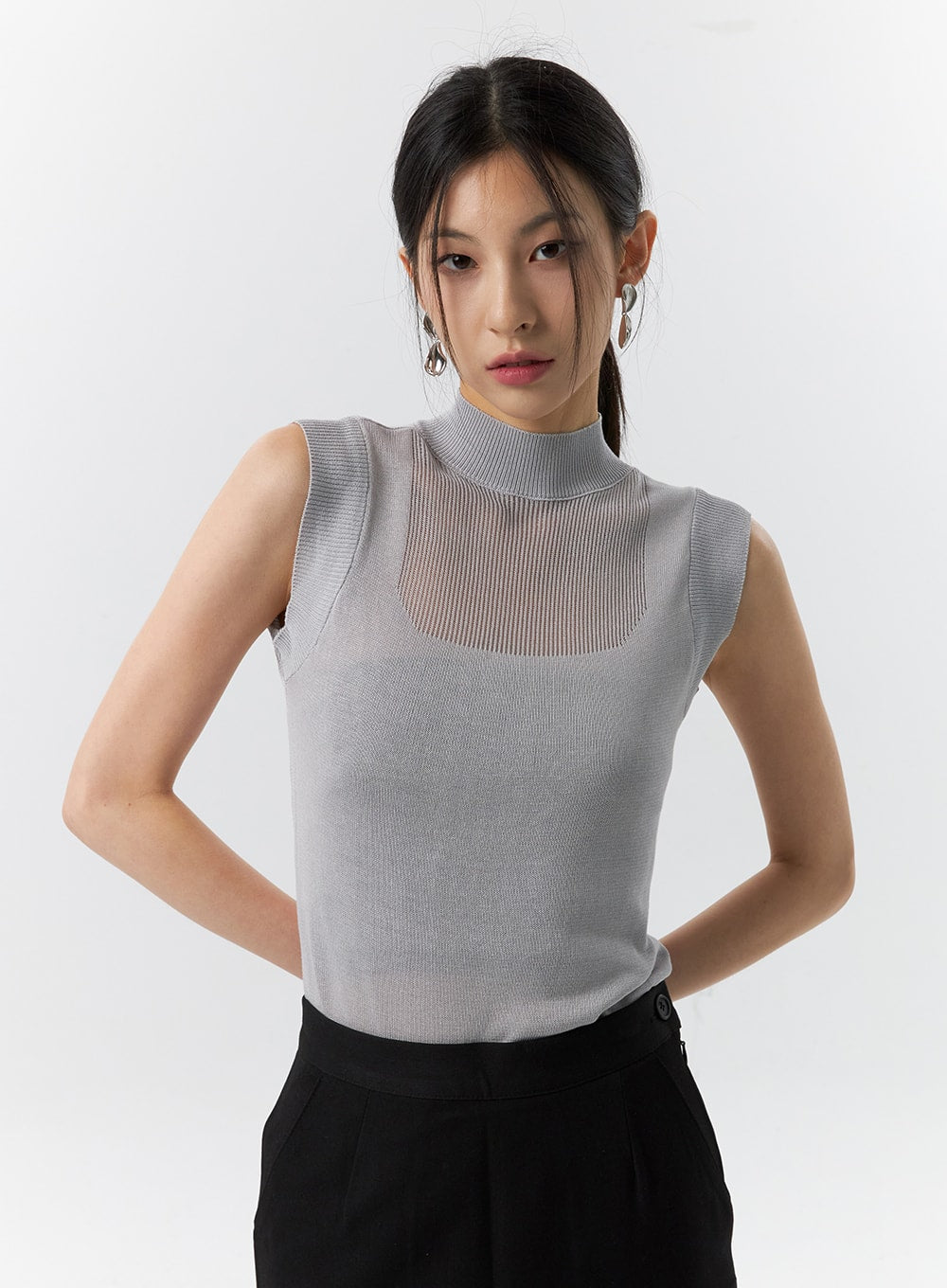 Sleeveless Knit Top IL321 Korean Women's Fashion LEWKIN