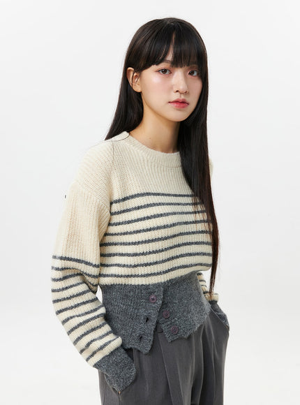 stripe-buttoned-sweater-os306