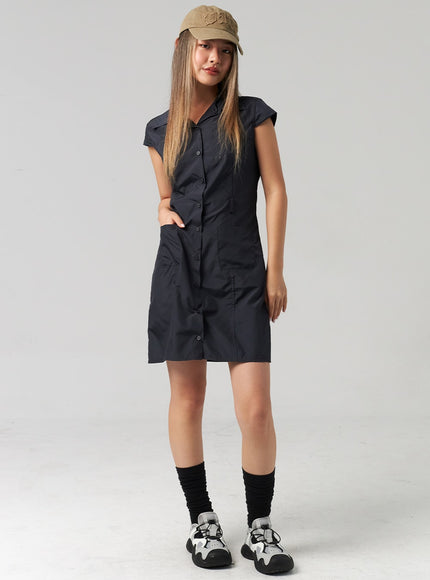 nylon-button-mini-dress-cl307