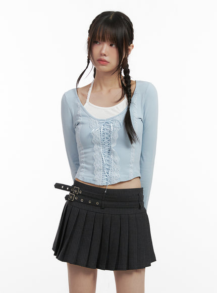 Round Neck Lace-Up Long Sleeve CJ423