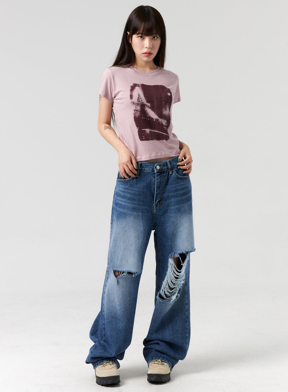 Girls Midwash 90S Ripped Jeans, Girls Jeans