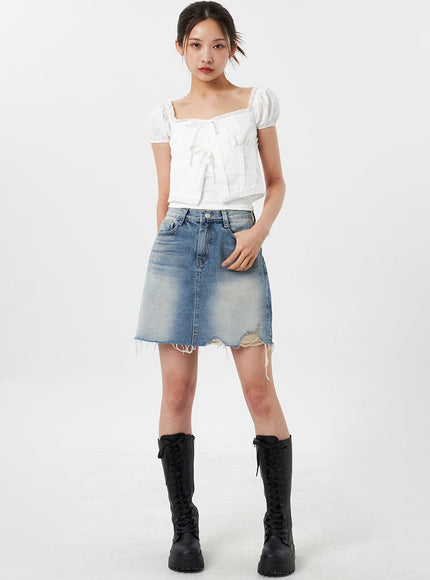 Denim Ripped Mini Skirt CY303