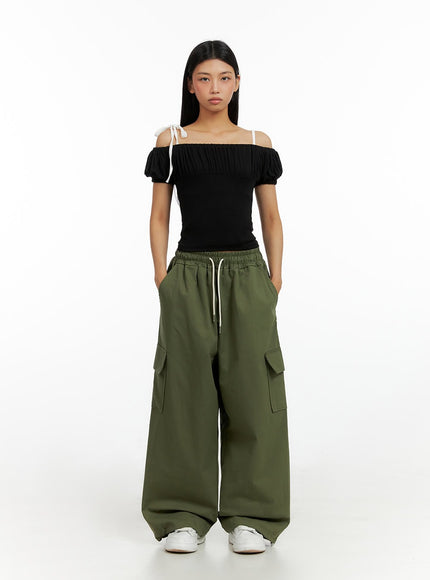 banded-string-baggy-cargo-pants-il419