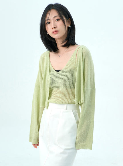 網布上衣和開衫套裝 OY317