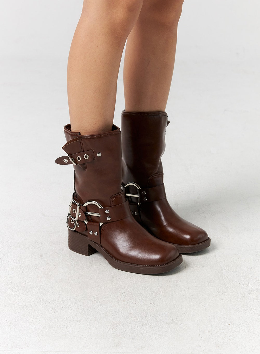 Mid calf best sale boots with buckles