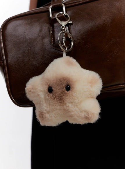 fluffy-star-charm-keychain-io527 / Beige