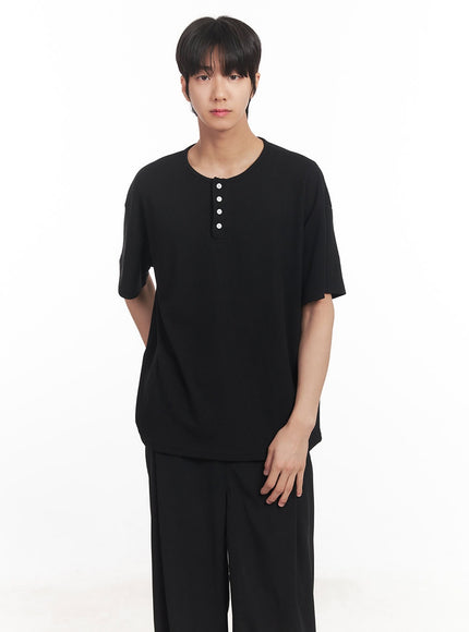 mens-henley-neck-relaxed-fit-t-shirt-ia510 / black