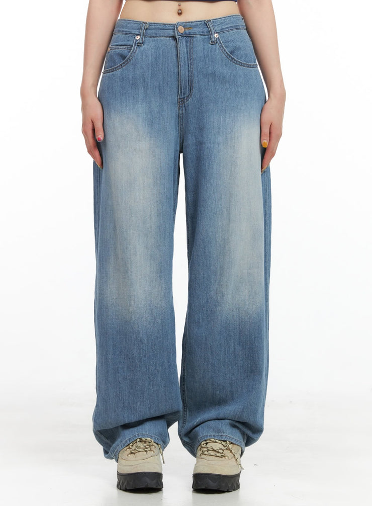 nina-summer-washed-baggy-jeans-cg409 / Blue